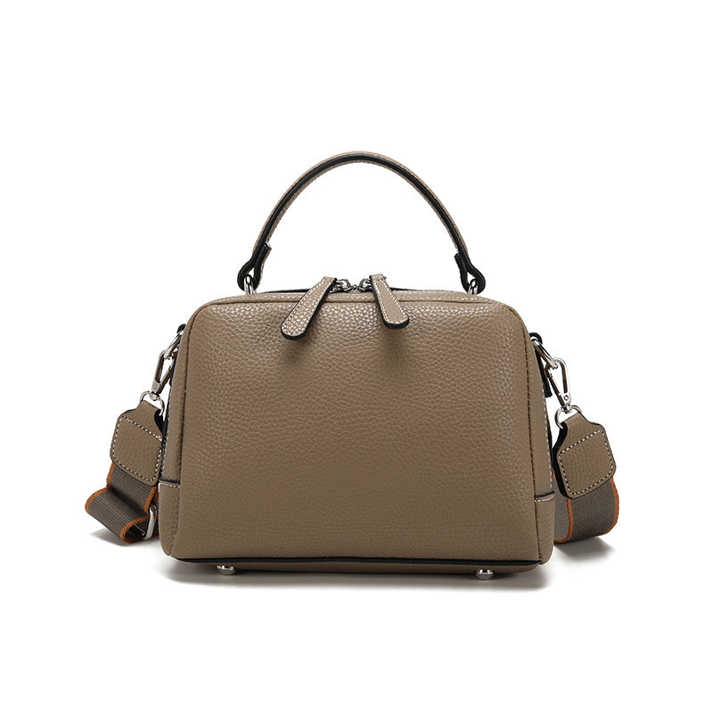 Pebbled Faux-Leather Top-Handle Crossbody Bag - Grey