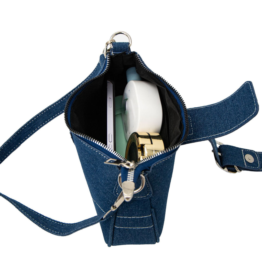 Buckle Front Denim Baguette Shoulder Bag - view 1