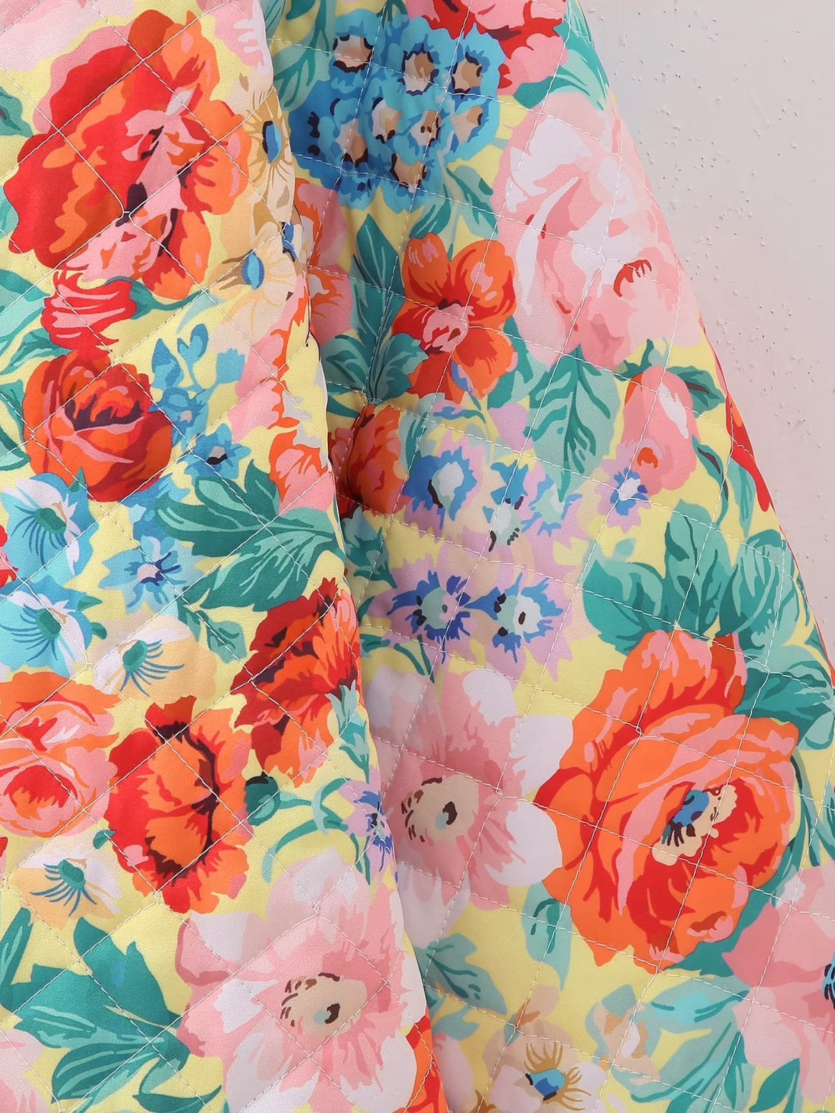 Bloom Print Quilted Bell Sleeve Jacket - Floral - 10