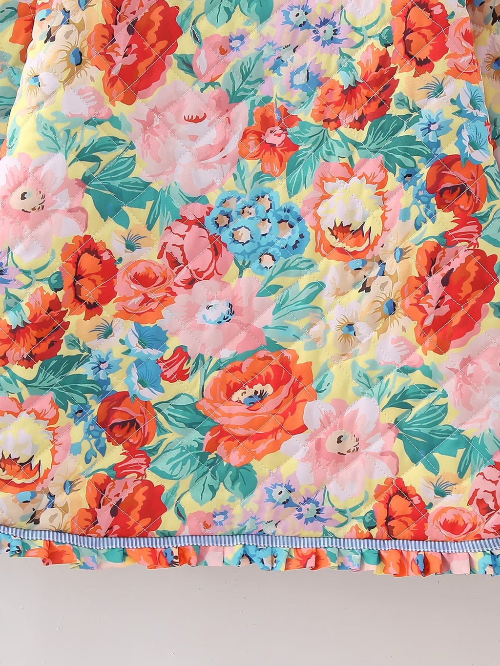 Bloom Print Quilted Bell Sleeve Jacket - Floral - 12