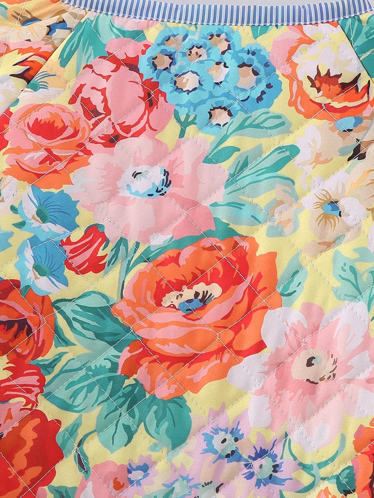 Bloom Print Quilted Bell Sleeve Jacket - Floral - 6