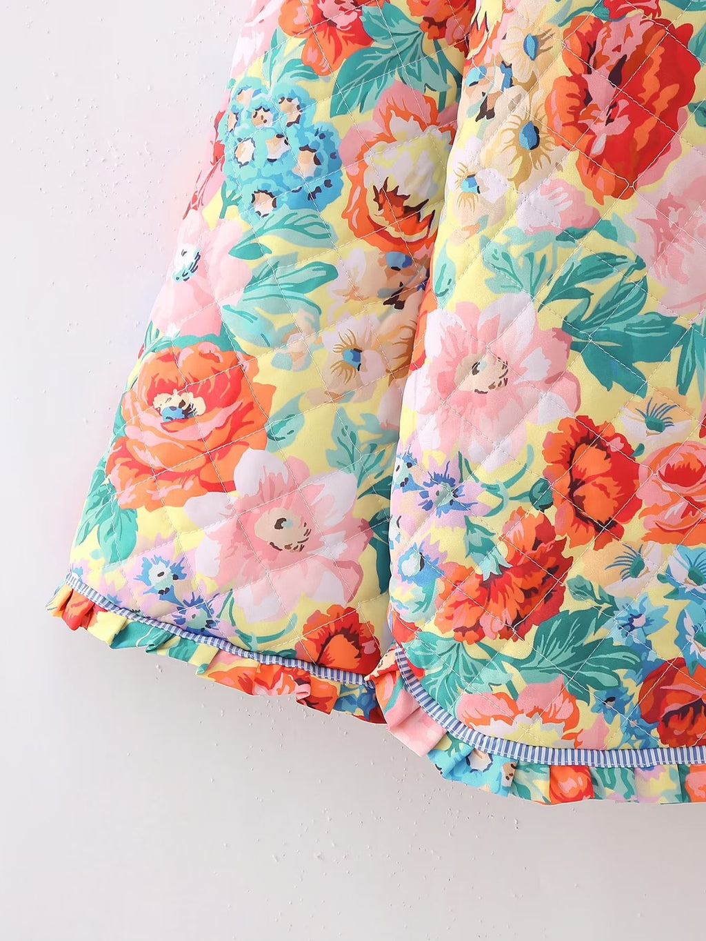 Bloom Print Quilted Bell Sleeve Jacket - Floral - 7