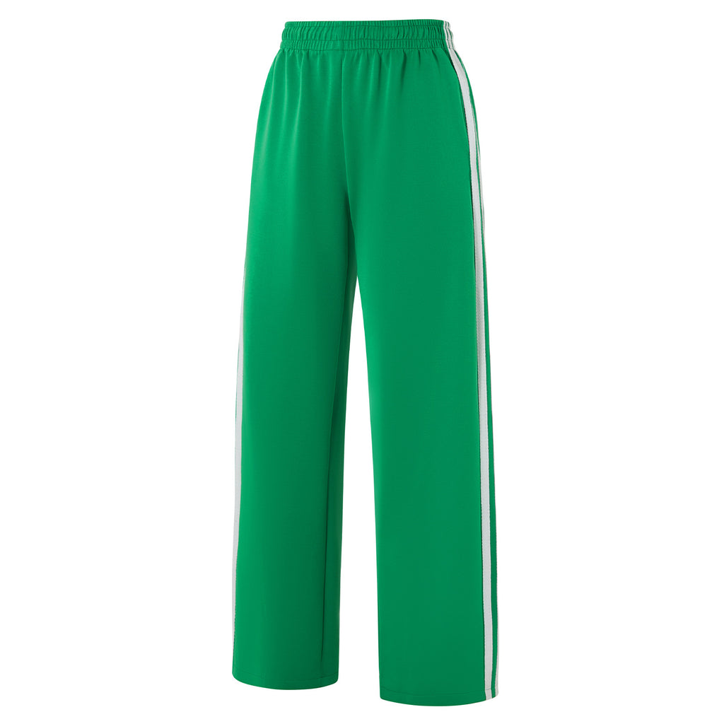 Retro Racing Stripe Wide Leg Sweatpants - Green - 1