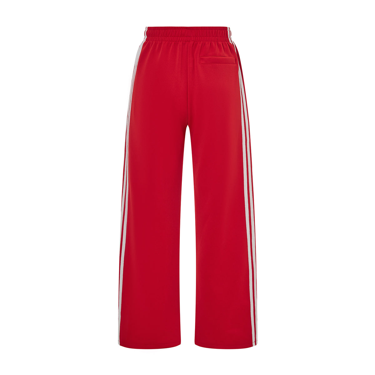 Retro Racing Stripe Wide Leg Sweatpants - Red