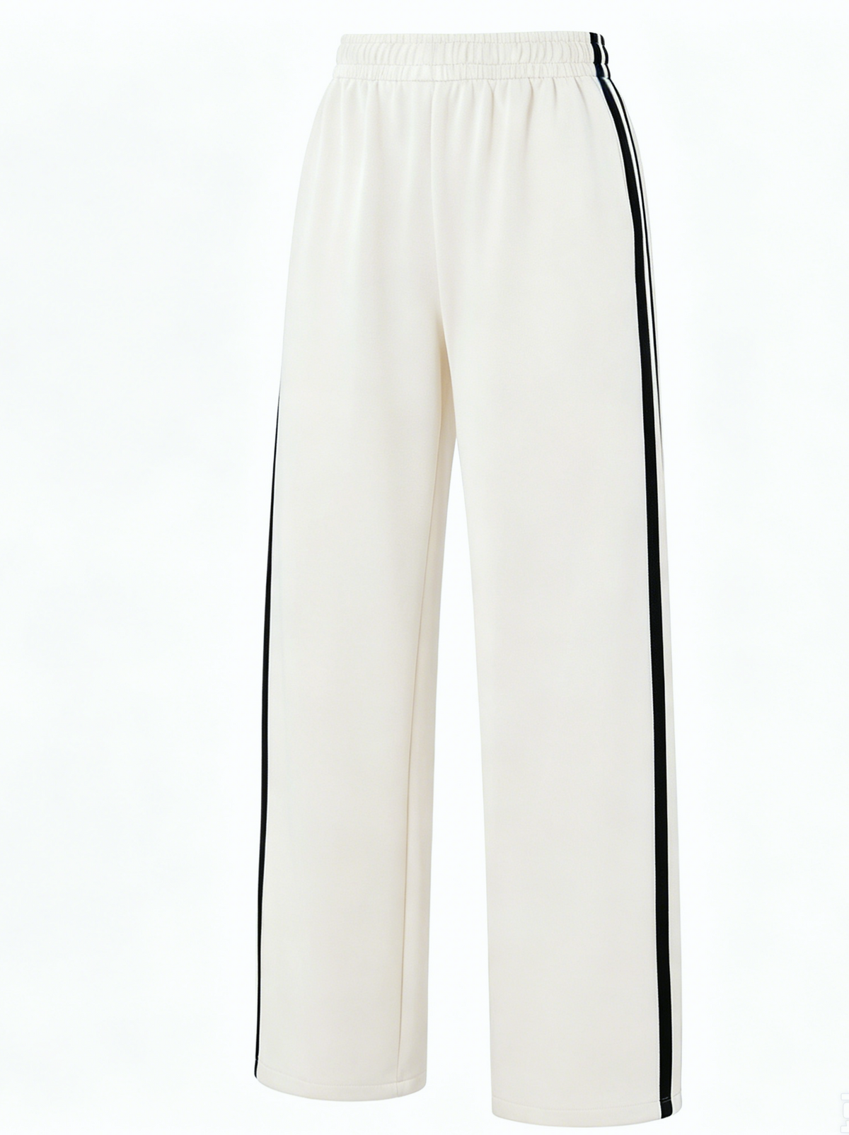 Retro Racing Stripe Wide Leg Sweatpants - White