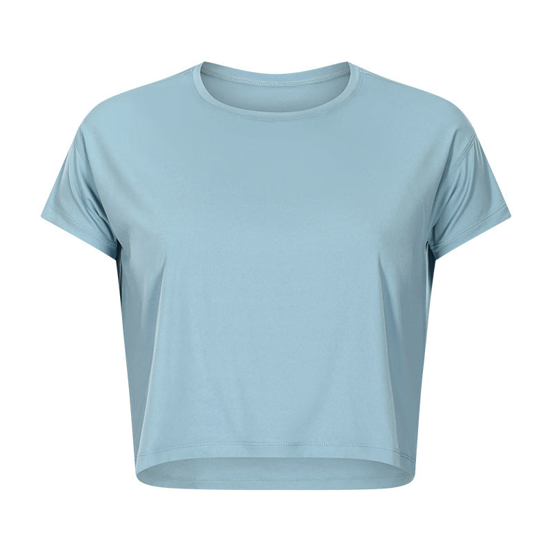Lightweight Cropped Crew Neck Workout Tee - Green