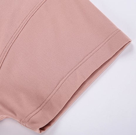 Lightweight Cropped Crew Neck Workout Tee - Pink - 4