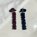 Western Howdy Glitter Statement Earrings - Black