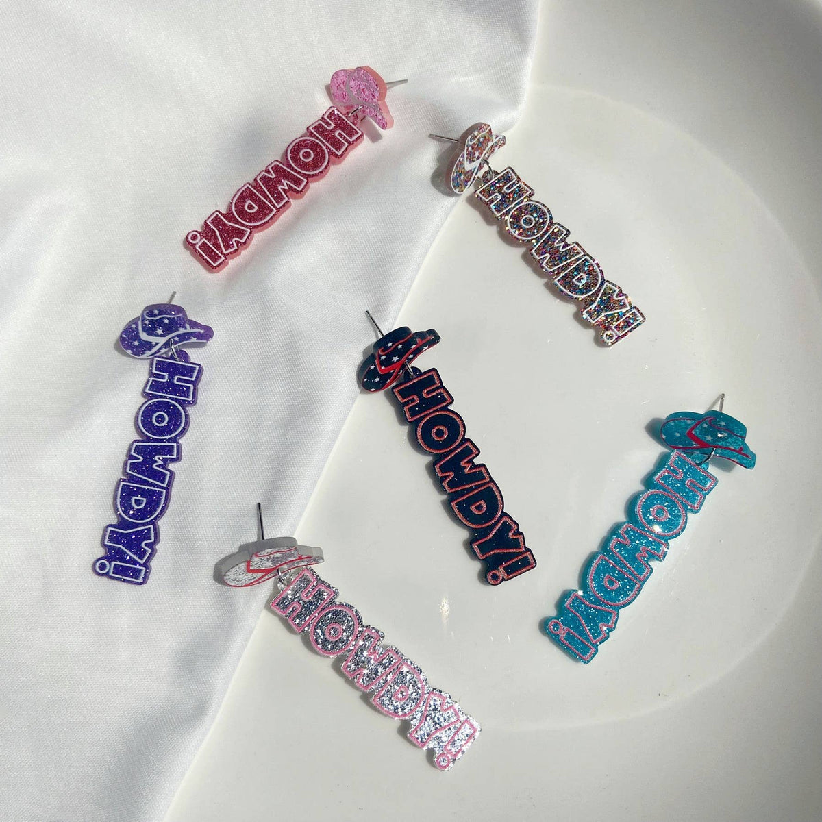Western Howdy Glitter Statement Earrings
