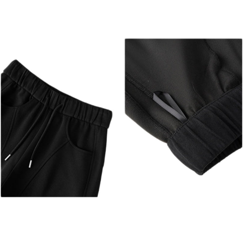 Barrel Leg Sweatpants With Drawstring Waist - Black - 2