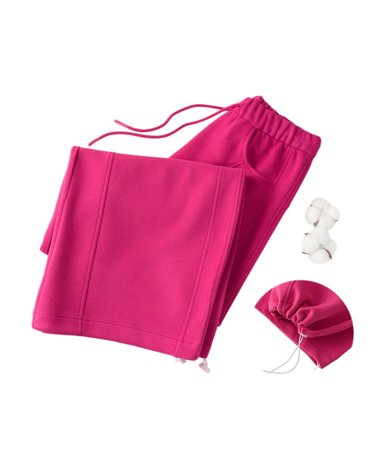 Barrel Leg Sweatpants With Drawstring Waist - Fuchsia - 2