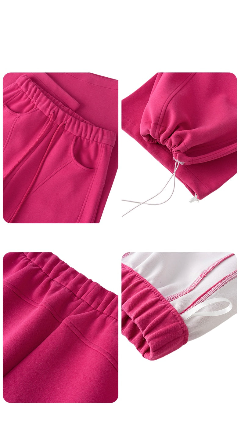 Barrel Leg Sweatpants With Drawstring Waist - Fuchsia - 3
