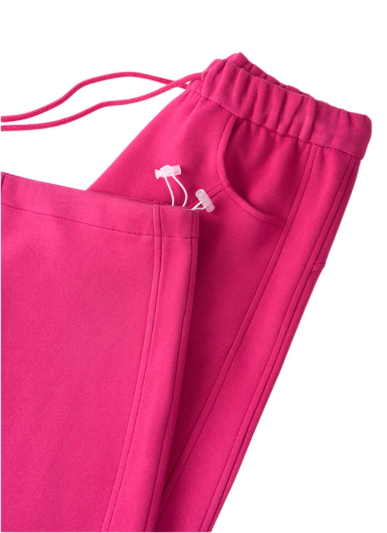 Barrel Leg Sweatpants With Drawstring Waist - Fuchsia - 4