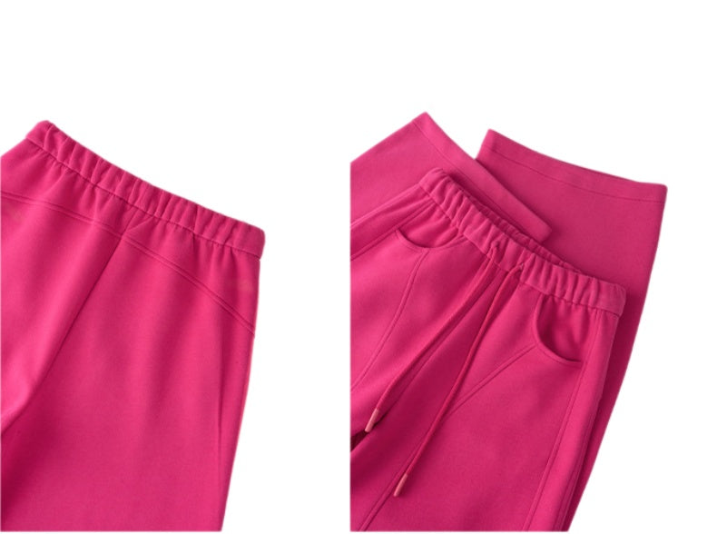 Barrel Leg Sweatpants With Drawstring Waist - Fuchsia - 5