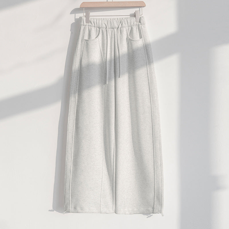 Barrel Leg Sweatpants With Drawstring Waist - Grey