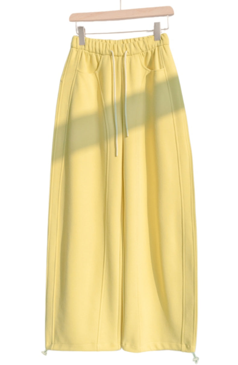 Barrel Leg Sweatpants With Drawstring Waist - Yellow - 3