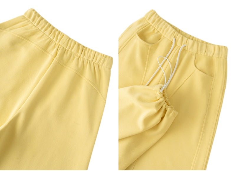 Barrel Leg Sweatpants With Drawstring Waist - Yellow - 4