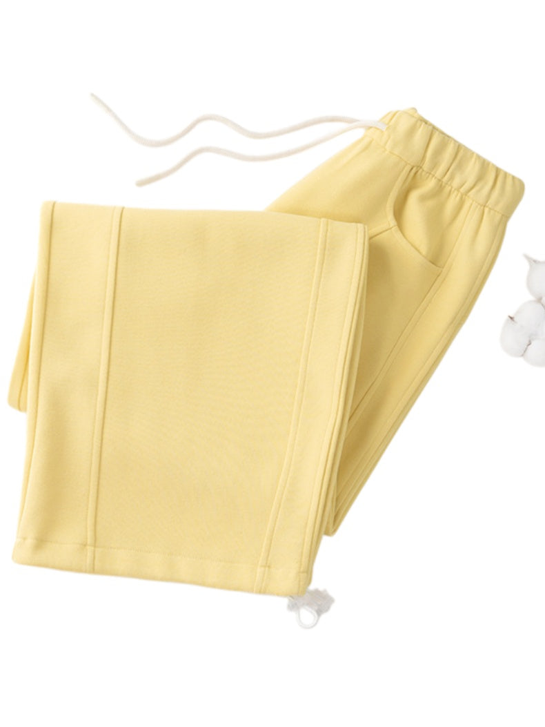 Barrel Leg Sweatpants With Drawstring Waist - Yellow - 6
