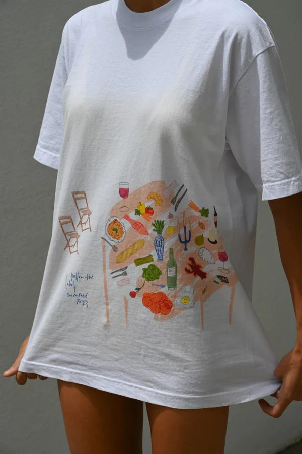 Vintage Botanical Graphic Oversized Tee - Board - 1