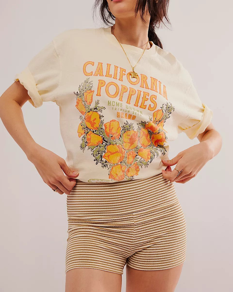 Vintage Botanical Graphic Oversized Tee - Yellow - 1