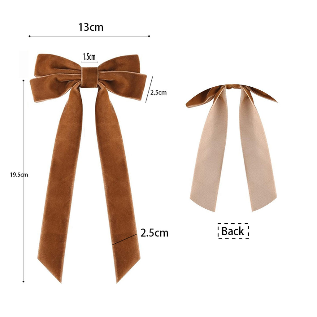 Girls Velvet Bow Hair Clip With Tails - view 1
