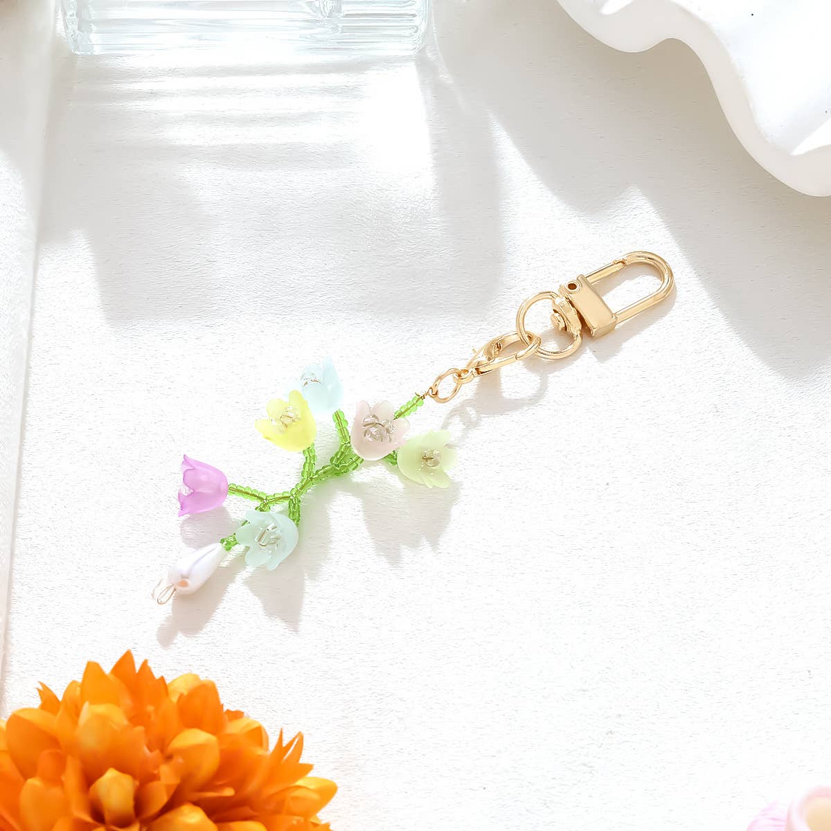 Pastel Flower Spray Charm Keyring
