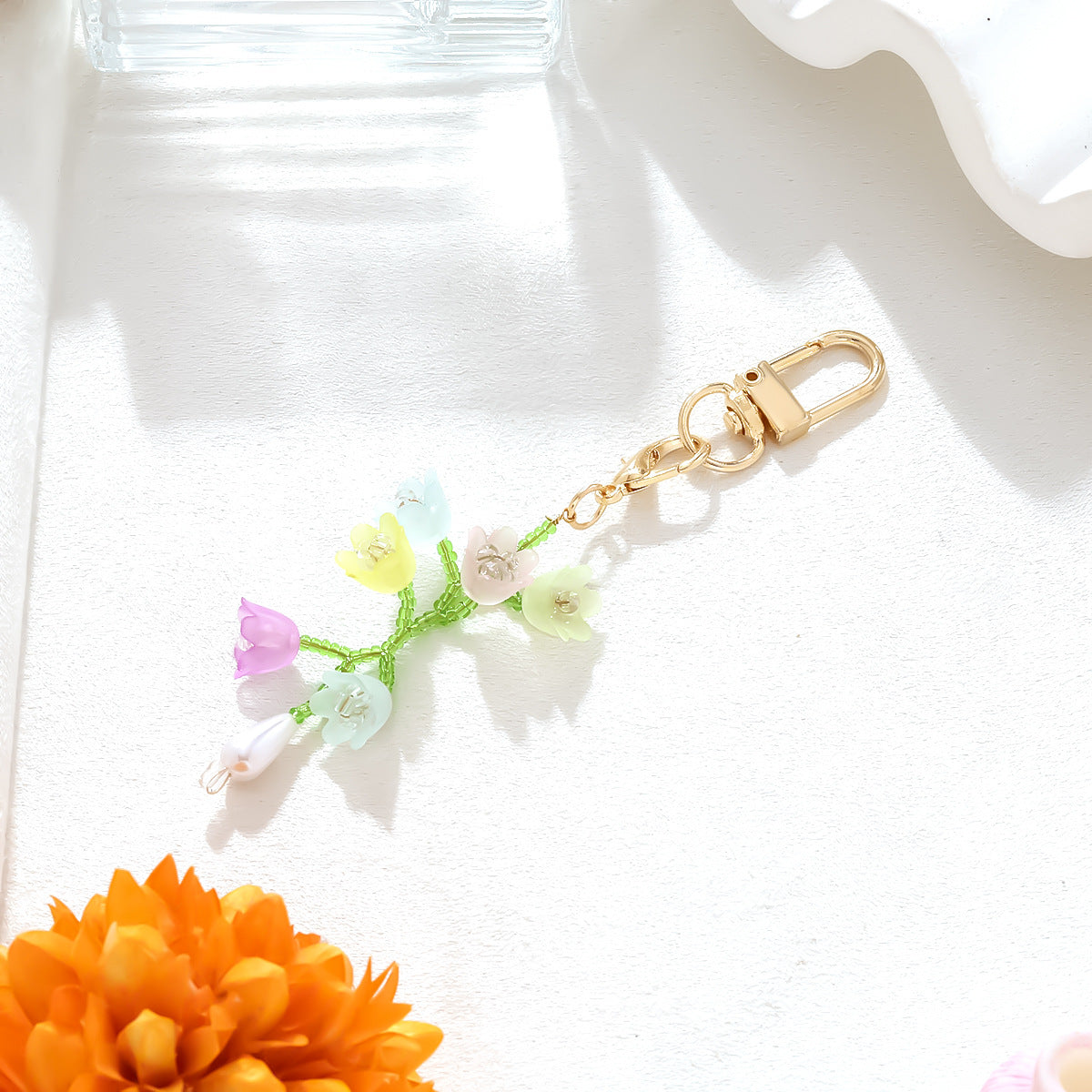 Pastel Flower Spray Charm Keyring - view 1