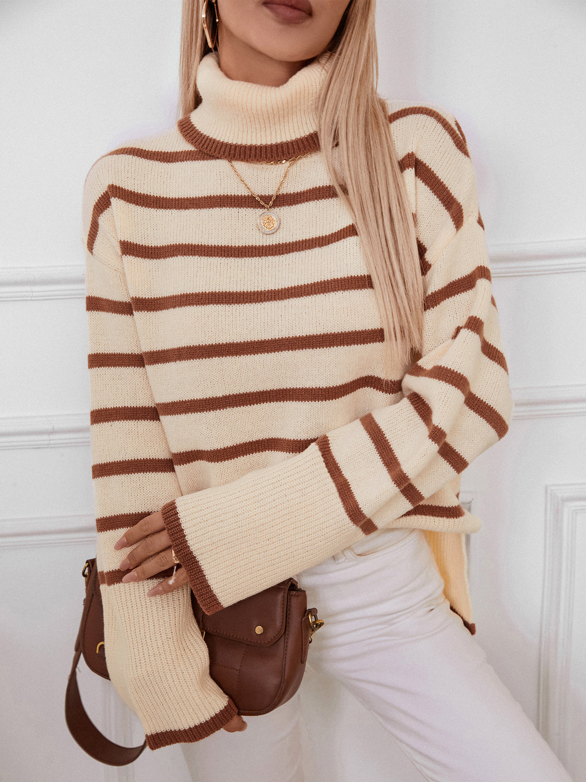 Breton Stripe Turtleneck Knit Sweater