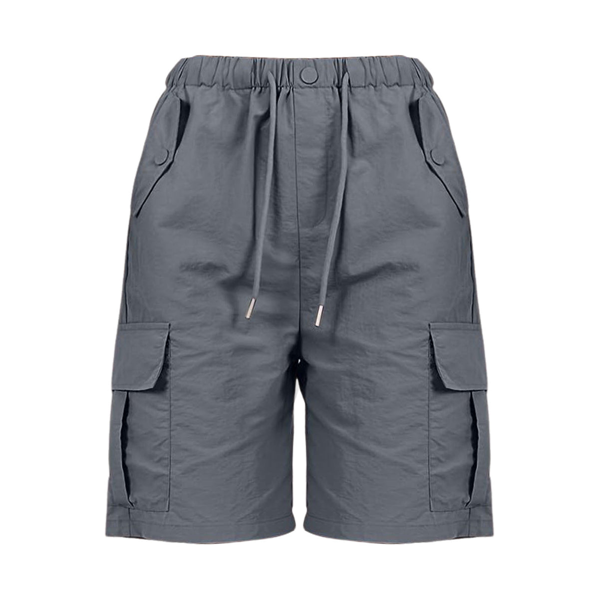 Elastic Waist Cargo Bermuda Shorts With Pockets - Darkgray