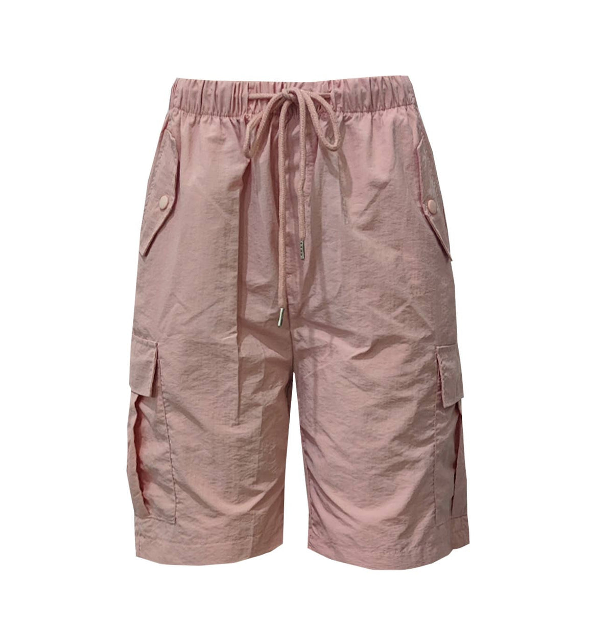 Elastic Waist Cargo Bermuda Shorts With Pockets