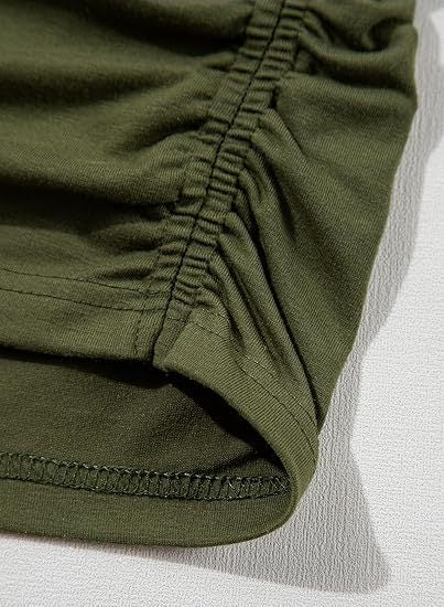 Side Ruched Dolman Sleeve Tee - Green - 1