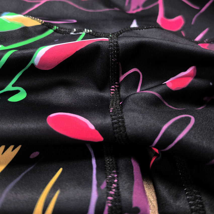 Heart Print High Waist Workout Leggings - Black - 1