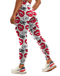 Heart Print High Waist Workout Leggings - RedLips