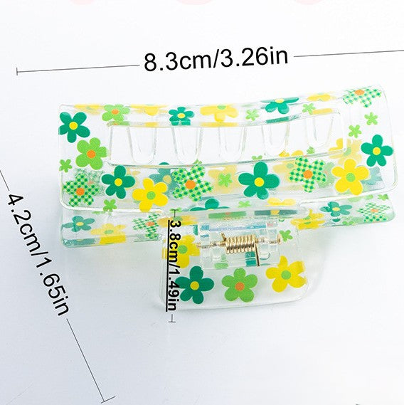 Clover Print Clear Rectangle Hair Claw - view 1
