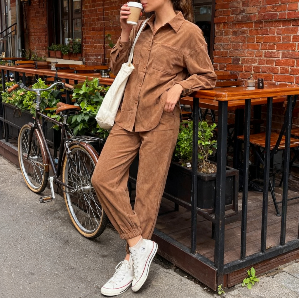 Corduroy Shirt and Jogger Two Piece Set - view 1