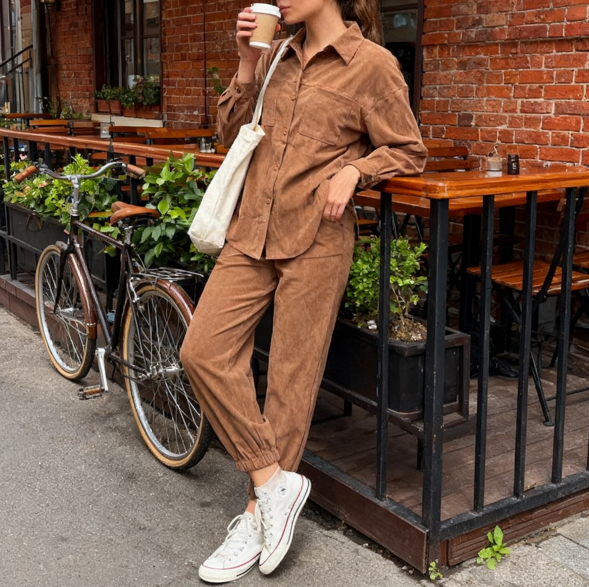Corduroy Shirt and Jogger Two Piece Set - view 1