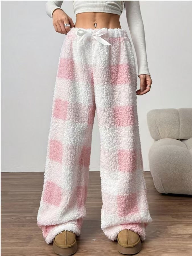 Buffalo Check Plush Lounge Pants - Pink