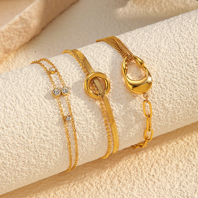Layered Chain Bracelet With Ring Charm - view 1