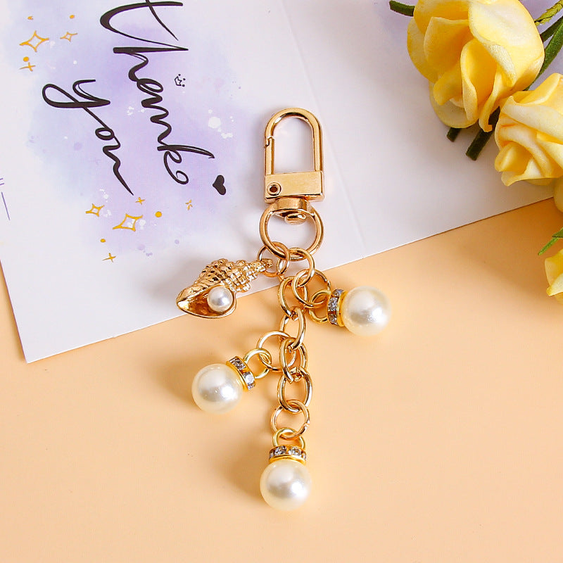 Shell Pearl Charm Cluster Keychain - NO-4
