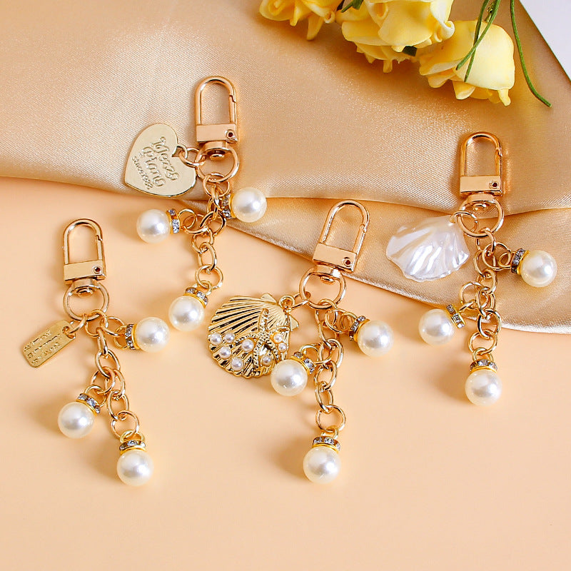 Shell Pearl Charm Cluster Keychain - view 1