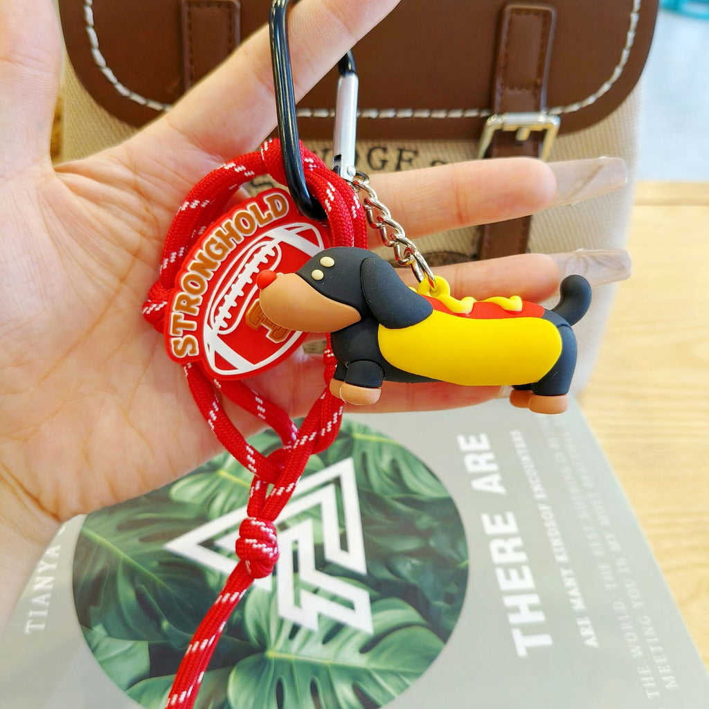 Cartoon Sausage Dog Bag Charm Keychain - C5
