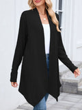 Draped Handkerchief Hem Longline Cardigan - Black