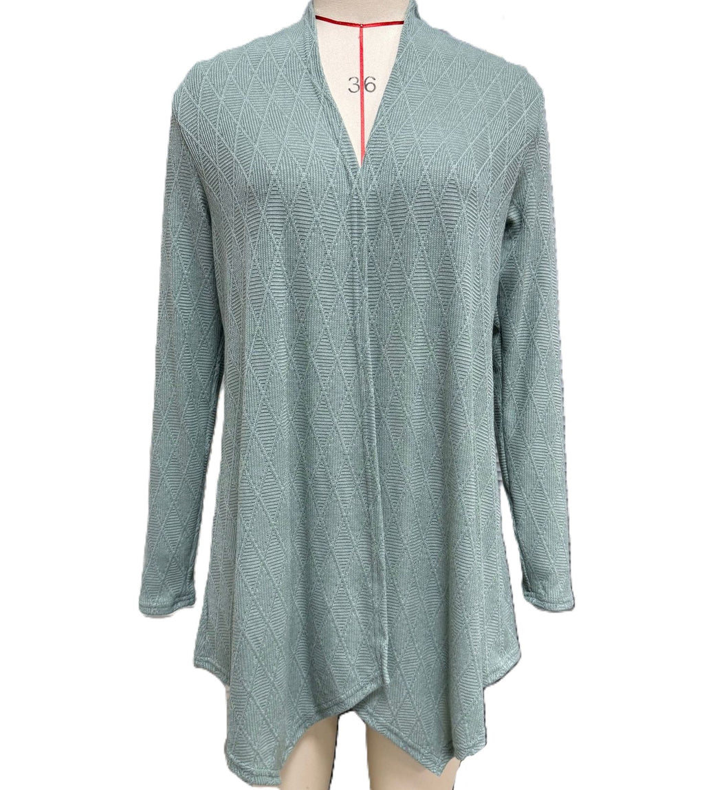 Draped Handkerchief Hem Longline Cardigan - Green