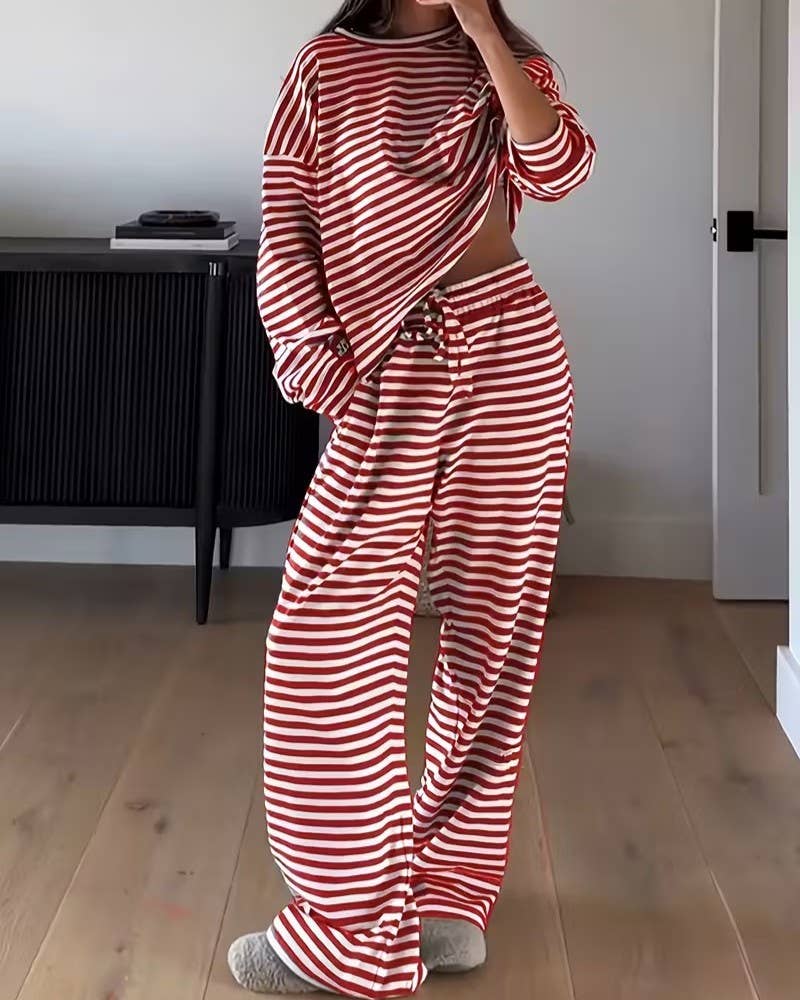 Breton Stripe Slouchy Top And Pant Set