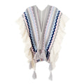 Ruffled Chevron Stripe Tassel Knit Wrap - Pink
