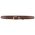 Minimalist Pin Buckle Slim Leather Belt - Gold_Brown
