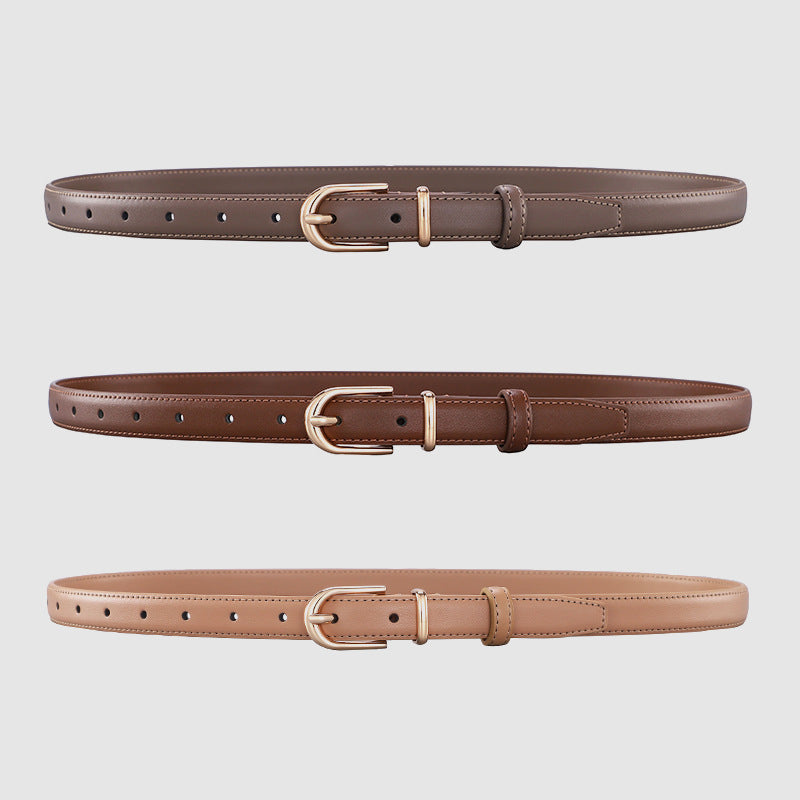 Minimalist Pin Buckle Slim Leather Belt
