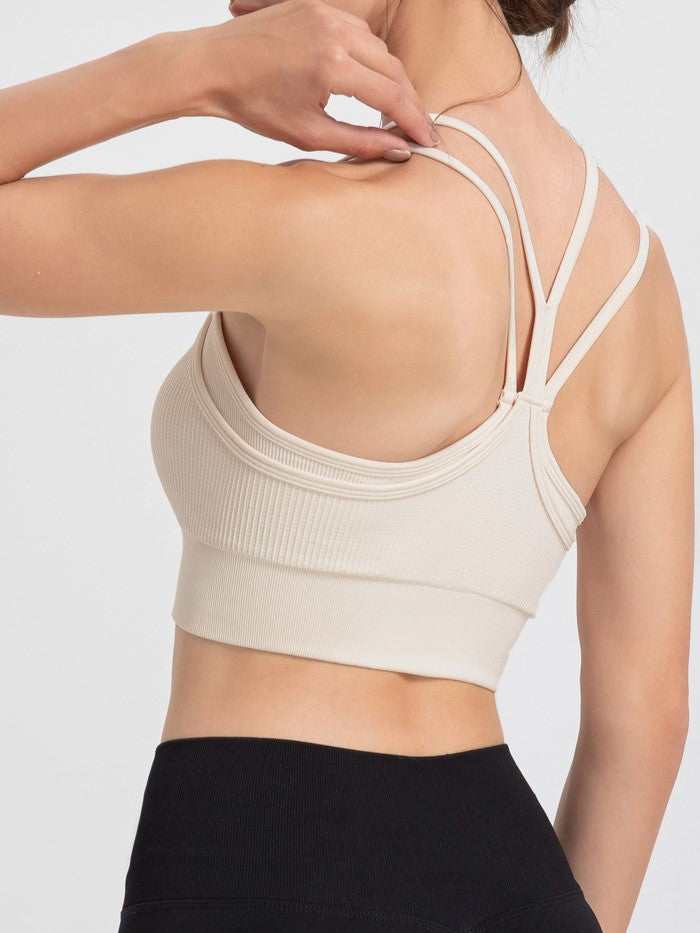 Ribbed Strappy Back Longline Camisole - Beige - 3