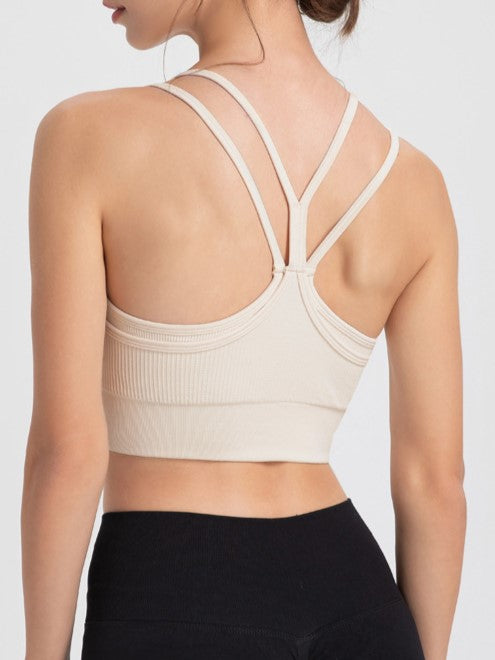 Ribbed Strappy Back Longline Camisole - Beige - 4