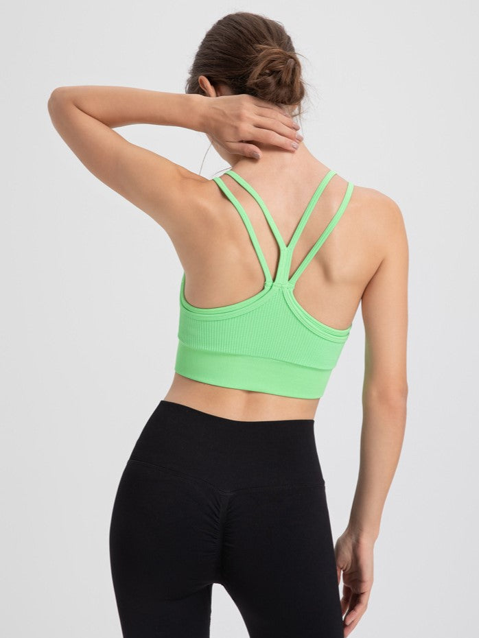 Ribbed Strappy Back Longline Camisole - Green - 1